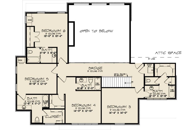 Dream House Plan - Floor Plan - Upper Floor for Contemporary House Plan #923-402 - 6 bed, 6.5 bath