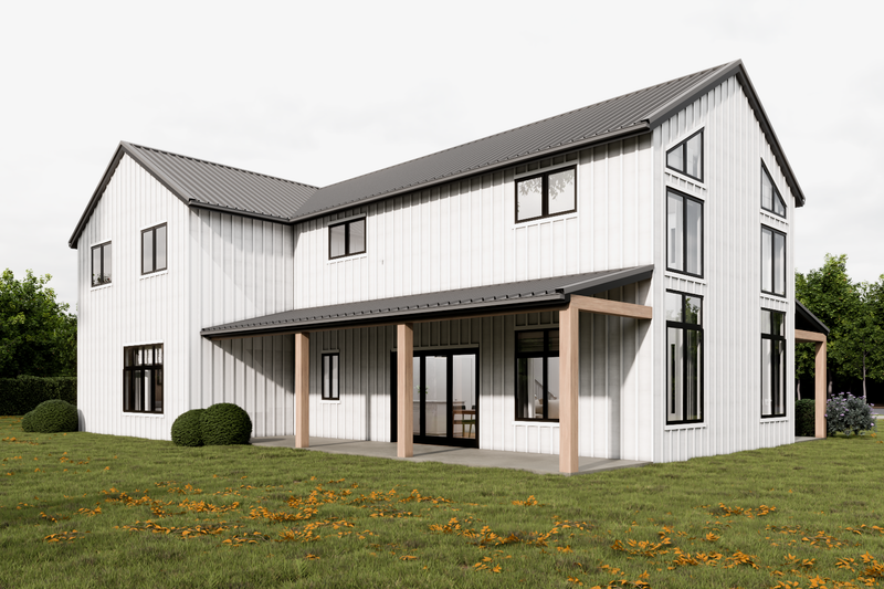 Architectural House Design - Exterior - Rear Elevation for Barndominium House Plan #1112-1 - 4 bed, 3.5 bath