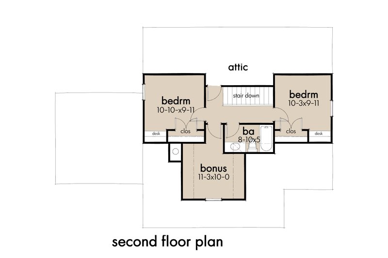Home Plan - Floor Plan - Upper Floor for Cottage House Plan #120-273 - 3 bed, 2 bath