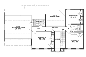 Floor Plan - Upper Floor for European House Plan #81-259 - 4 bed, 3 bath