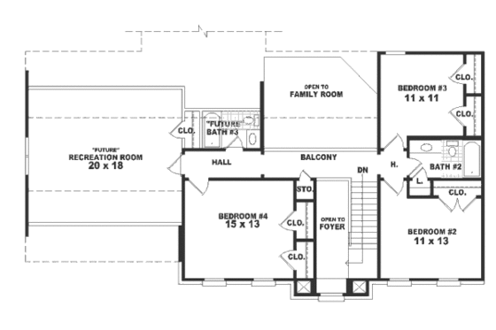 Floor Plan - Upper Floor for European House Plan #81-259 - 4 bed, 3 bath