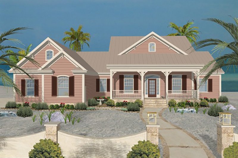 House Plan Design - Beach House, Front Elevation 