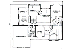 Floor Plan - Main Floor for Traditional House Plan #67-298 - 4 bed, 3 bath