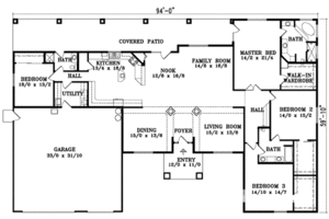 Floor Plan - Main Floor for Adobe / Southwestern House Plan #1-970 - 4 bed, 3 bath