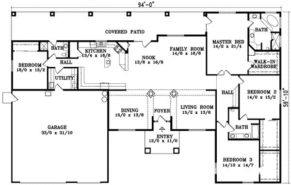 Adobe / Southwestern Floor Plan - Main Floor Plan #1-970