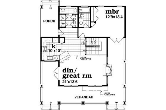 Floor Plan - Main Floor for Farmhouse House Plan #47-421 - 3 bed, 2.5 bath