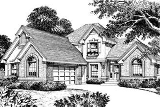Exterior - Front Elevation 3 for European House Plan #57-155 - 3 bed, 2.5 bath