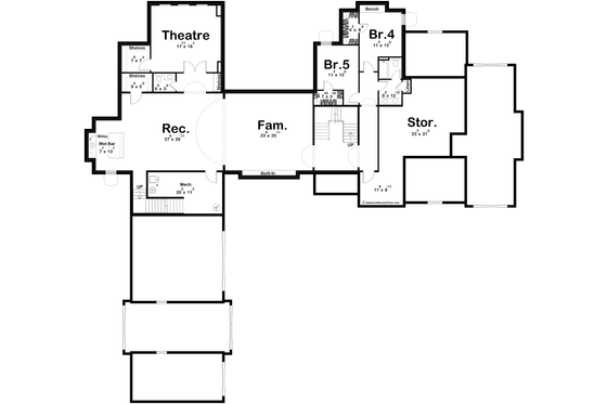 Floor Plan - Lower Floor for Cottage House Plan #455-562 - 3 bed, 3.5 bath