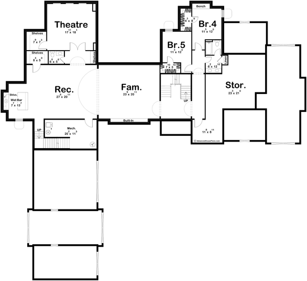 Cottage Floor Plan - Lower Floor Plan #455-562
