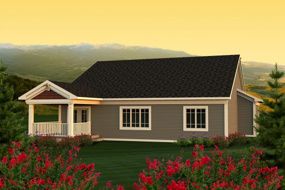 Exterior - Rear Elevation for Ranch House Plan #70-1162 - 3 bed, 2 bath