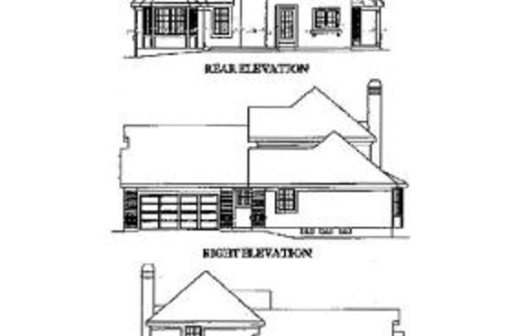 Exterior - Rear Elevation for European House Plan #57-155 - 3 bed, 2.5 bath