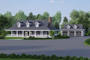 Southern Exterior - Front Elevation Plan #57-329