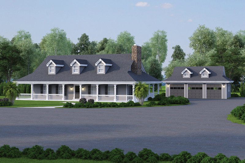 Architectural House Design - Southern Exterior - Front Elevation Plan #57-329