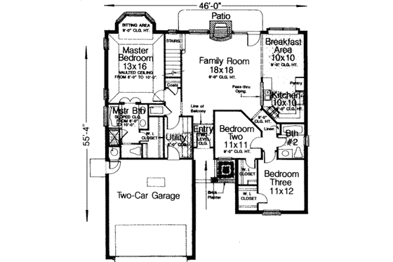Floor Plan - Main Floor for Traditional House Plan #310-154 - 4 bed, 2 bath