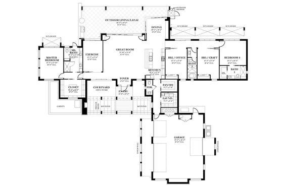 Floor Plan - Main Floor for Prairie House Plan #1058-150 - 4 bed, 3.5 bath