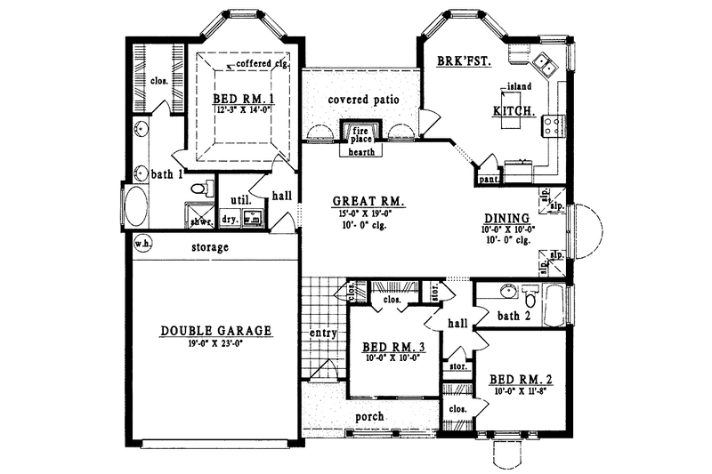 Home Plan - Floor Plan - Main Floor for Country House Plan #42-502 - 3 bed, 2 bath
