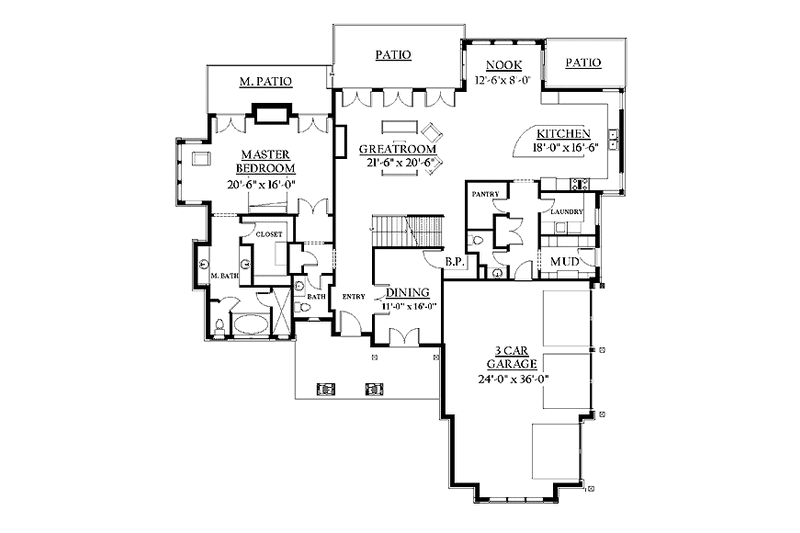 Architectural House Design - Floor Plan - Main Floor for Prairie House Plan #937-18 - 6 bed, 4 bath