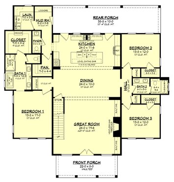 Floor Plan - Main Floor for Barndominium House Plan #430-259 - 4 bed, 3.5 bath