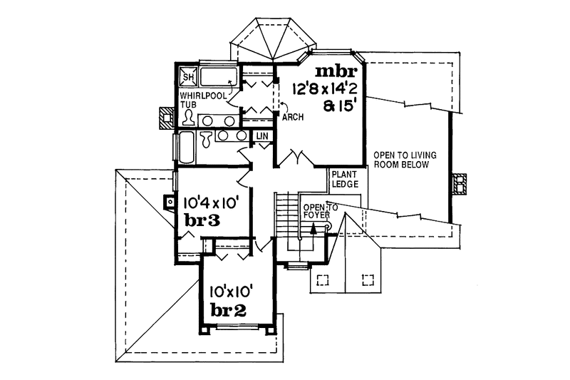 House Blueprint - Floor Plan - Upper Floor for Mediterranean House Plan #47-816 - 3 bed, 2.5 bath