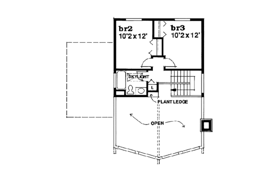 Floor Plan - Upper Floor for Modern House Plan #47-324 - 3 bed, 2 bath