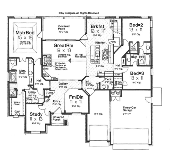 Architectural House Design - European Floor Plan - Main Floor Plan #310-1263