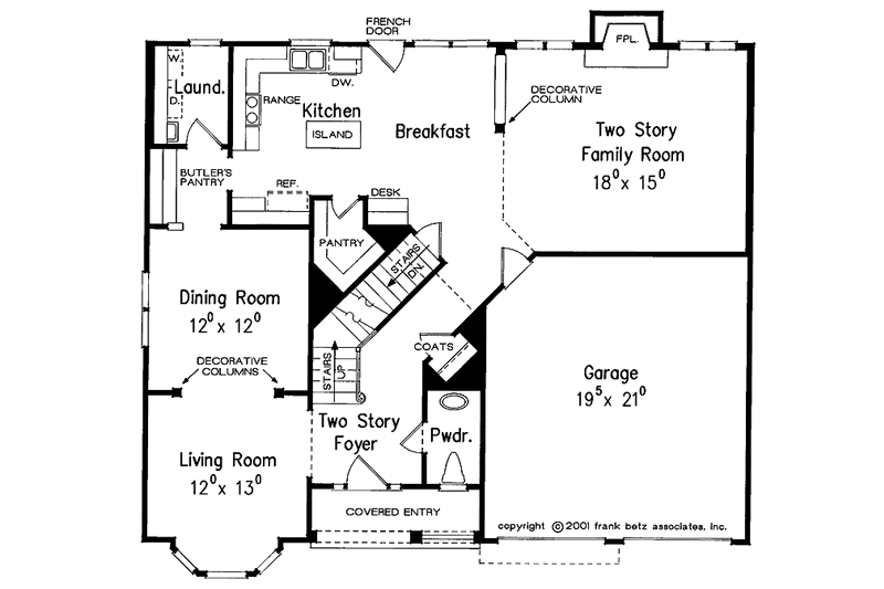 House Blueprint - Floor Plan - Main Floor for Colonial House Plan #927-843 - 3 bed, 2.5 bath