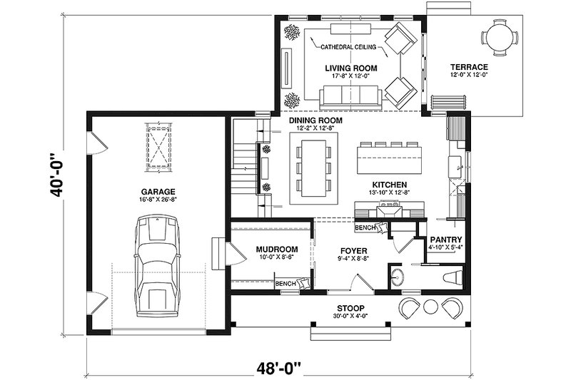 House Blueprint - Floor Plan - Main Floor for Country House Plan #23-2790 - 3 bed, 2.5 bath