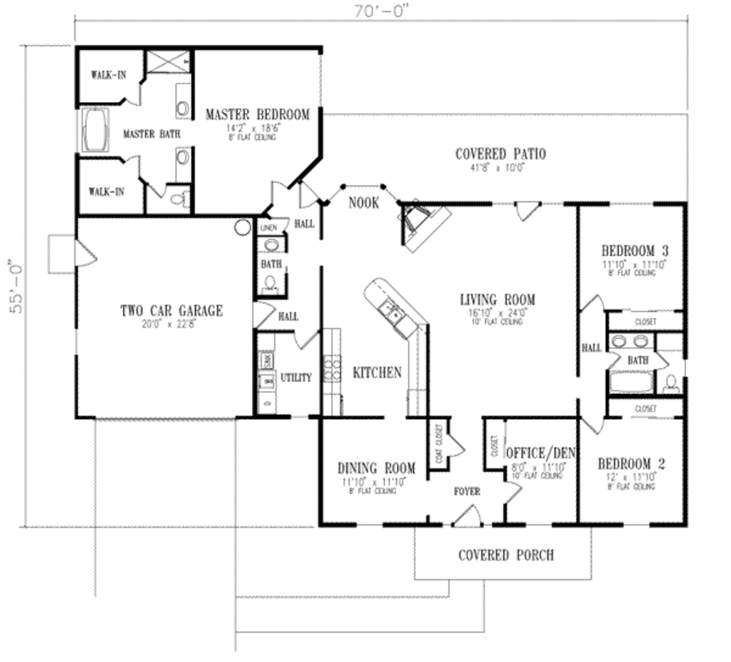 Ranch Style House Plan - 3 Beds 2.5 Baths 2302 Sq/Ft Plan #1-524 ...