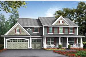 Exterior - Front Elevation 3 for Country House Plan #132-437 - 4 bed, 3 bath