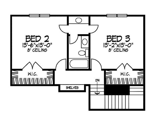 Architectural House Design - Colonial Floor Plan - Upper Floor Plan #320-900