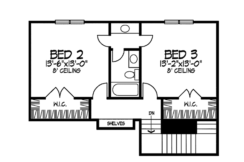 Home Plan - Floor Plan - Upper Floor for Colonial House Plan #320-900 - 3 bed, 2.5 bath
