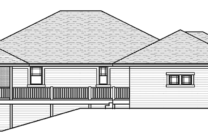 Home Plan - Exterior - Rear Elevation for Prairie House Plan #51-653 - 2 bed, 2.5 bath