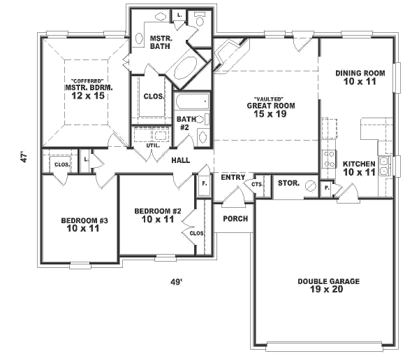 Floor Plan - Main Floor for European House Plan #81-226 - 3 bed, 2 bath