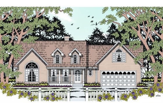 Exterior - Front Elevation for Country House Plan #42-360 - 4 bed, 2 bath