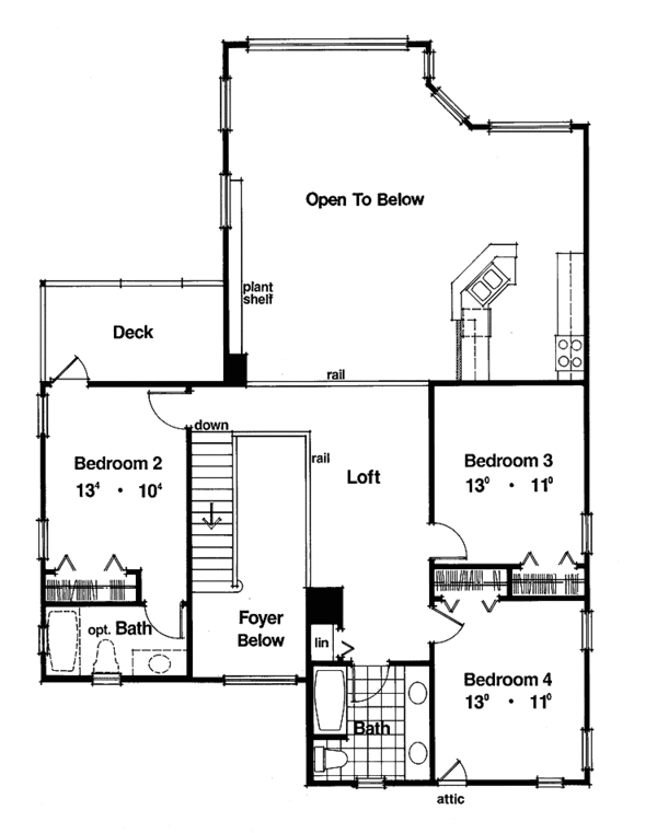 Architectural House Design - Mediterranean Floor Plan - Upper Floor Plan #417-508