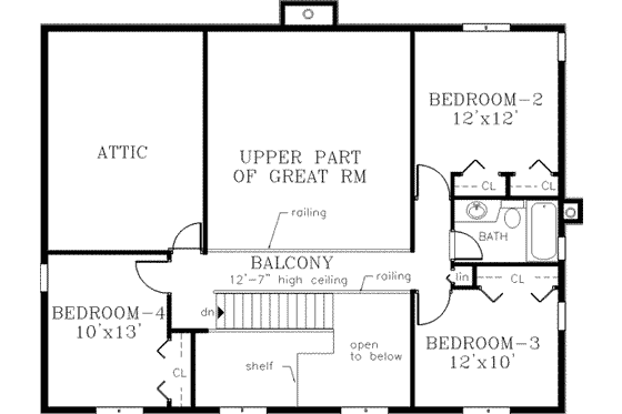 Floor Plan - Upper Floor for Farmhouse House Plan #3-168 - 4 bed, 2.5 bath