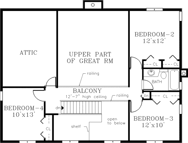 Country Floor Plan - Upper Floor Plan #3-168