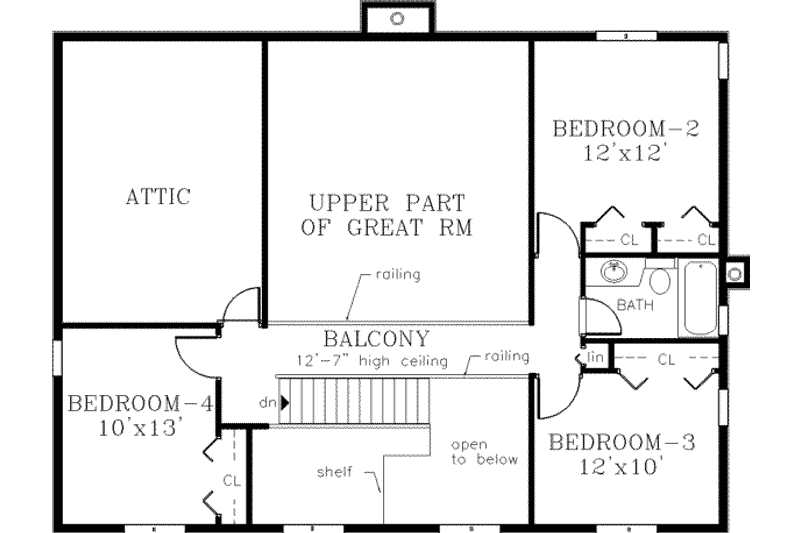 Dream House Plan - Floor Plan - Upper Floor for Farmhouse House Plan #3-168 - 4 bed, 2.5 bath