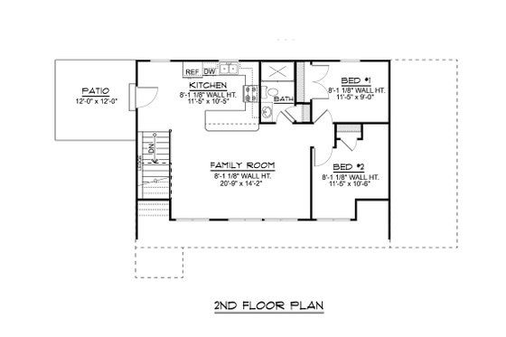 Floor Plan - Upper Floor for Country House Plan #1064-289 - 2 bed, 1.5 bath