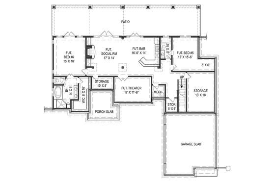 Floor Plan - Lower Floor for Craftsman House Plan #119-425 - 4 bed, 3.5 bath