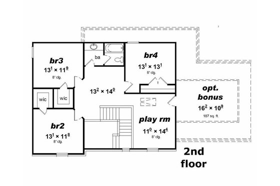 Floor Plan - Upper Floor House Plan #329-340 - 4 bed, 2.5 bath