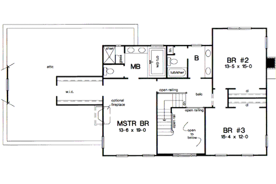 Floor Plan - Upper Floor for Traditional House Plan #312-837 - 3 bed, 2.5 bath