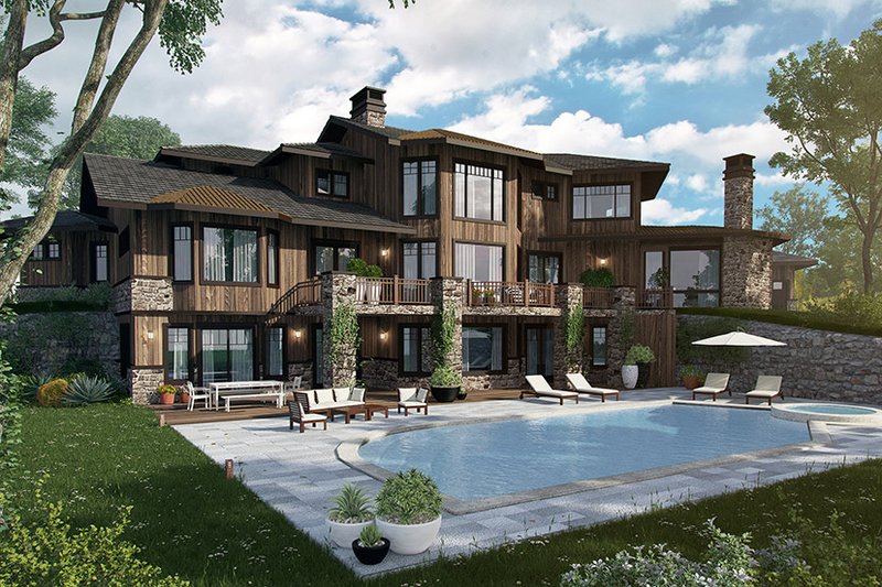 Home Plan - Exterior - Rear Elevation for Prairie House Plan #942-37 - 4 bed, 4.5 bath