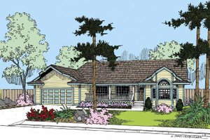 House Blueprint - Exterior - Front Elevation for Country House Plan #60-1007 - 3 bed, 2 bath