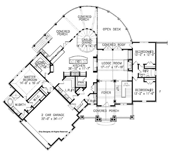 Architectural House Design - Ranch Floor Plan - Main Floor Plan #54-313