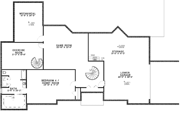 Dream House Plan - Traditional Floor Plan - Lower Floor Plan #17-2939