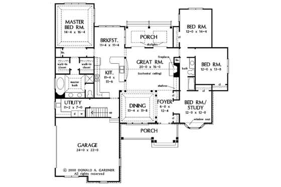 Floor Plan - Main Floor for Ranch House Plan #929-750 - 4 bed, 2 bath