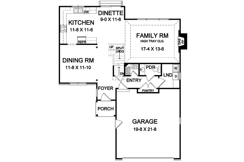 House Design - Floor Plan - Main Floor for Traditional House Plan #328-396 - 3 bed, 2.5 bath