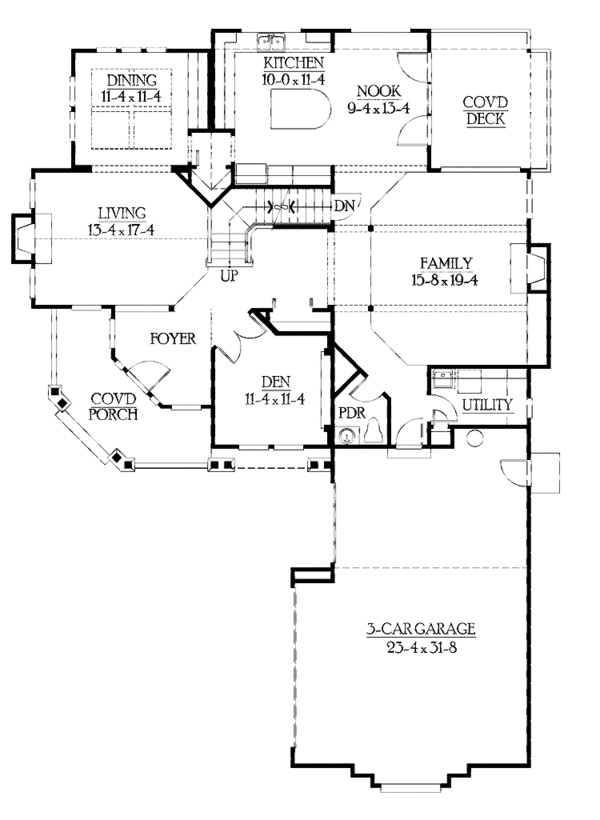 Craftsman Floor Plan - Main Floor Plan #132-399
