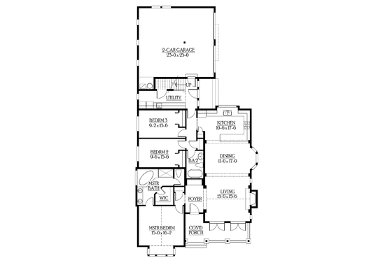 Floor Plan - Main Floor for Craftsman House Plan #132-258 - 5 bed, 3 bath